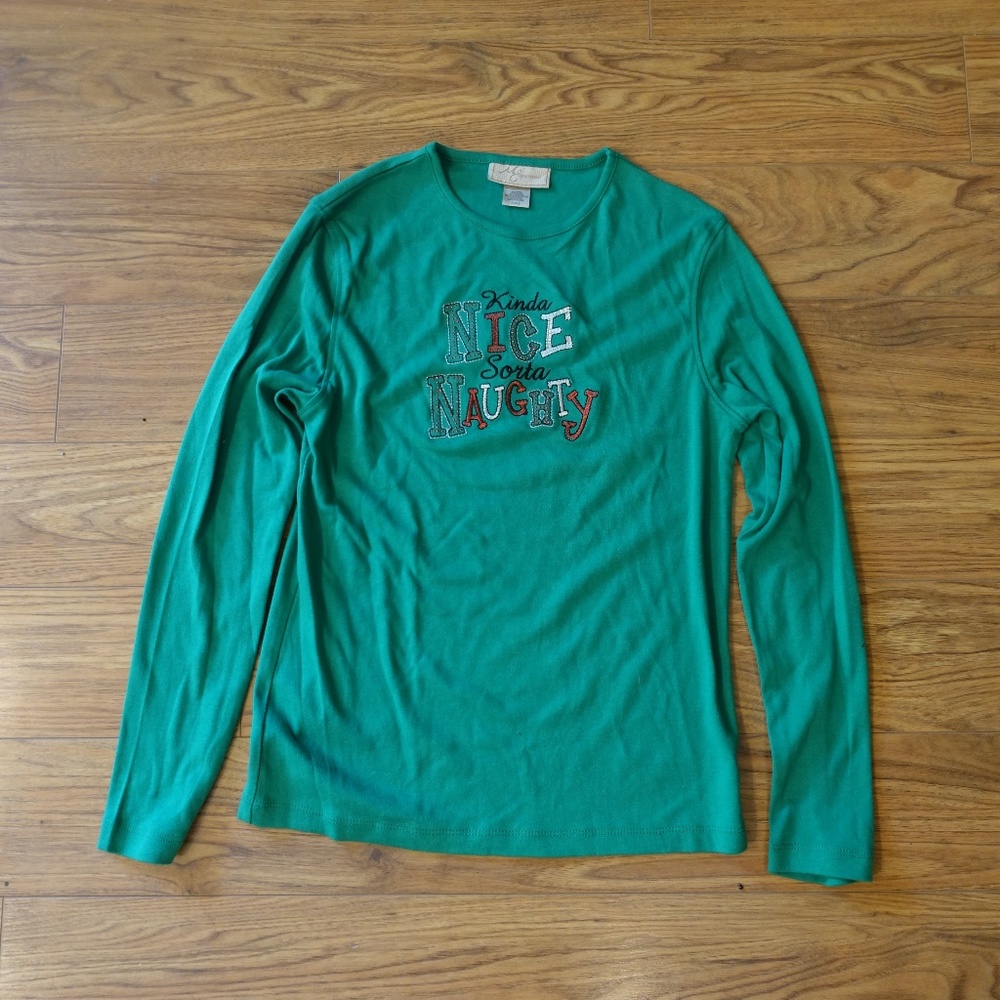 Christmas Embellished T Kinda Nice Sorta Naughty